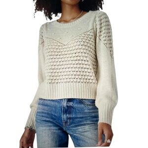 Lucky brand crochet cottage core coastal core boho core long sleeve sweater